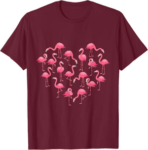 Pink Flamingo Heart love Girls Kids Cute Flamingo T-Shirt - T-Shirt | Maroon