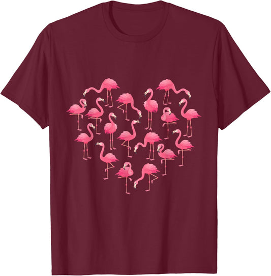 Pink Flamingo Heart love Girls Kids Cute Flamingo T-Shirt - T-Shirt | Maroon