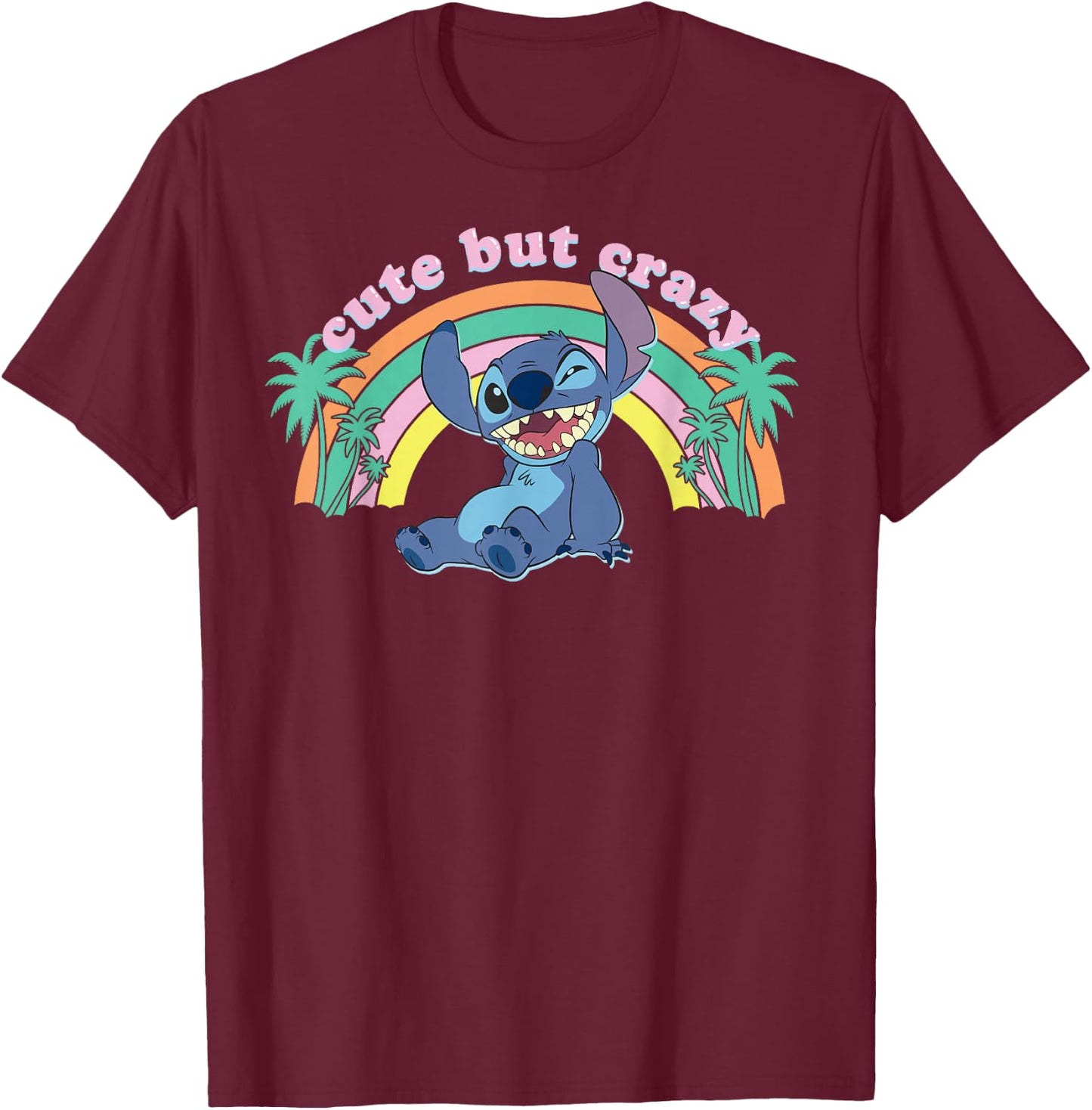 Disney Lilo & Stitch Cute But Crazy Stitch T-Shirt - T-Shirt | Maroon