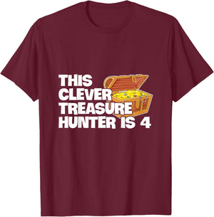 Kids Treasure Hunting Design for your 4 year old Treasure Hunter T-Shirt - T-Shirt | Maroon