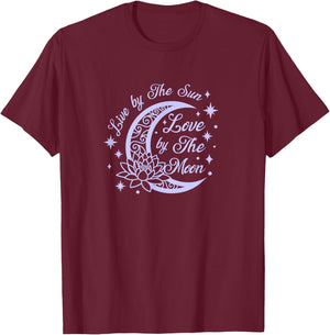 Live by The Sun Love by The Moon cool celestial design T-Shirt - T-Shirt | Maroon