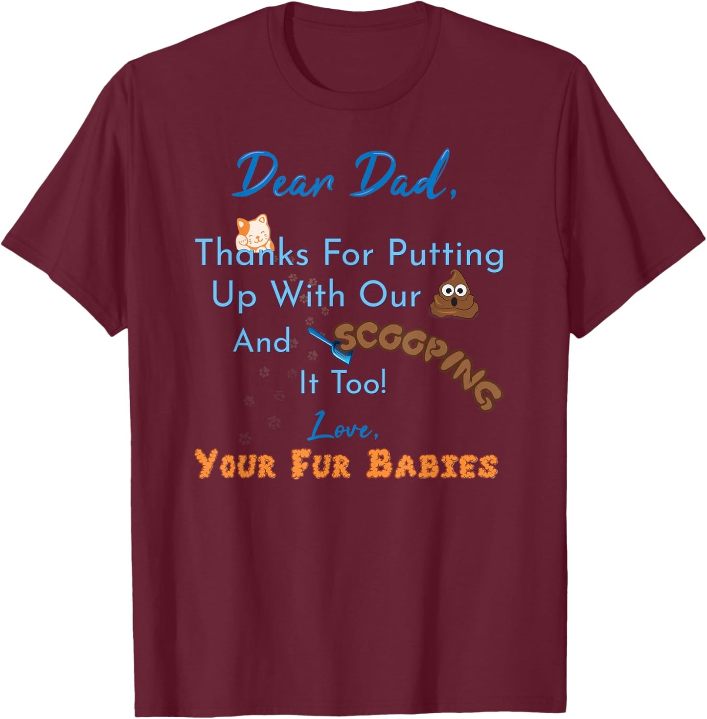 From Fur Babies for Father - Father's Day Cat Dad Women T-Shirt - T-Shirt | Maroon