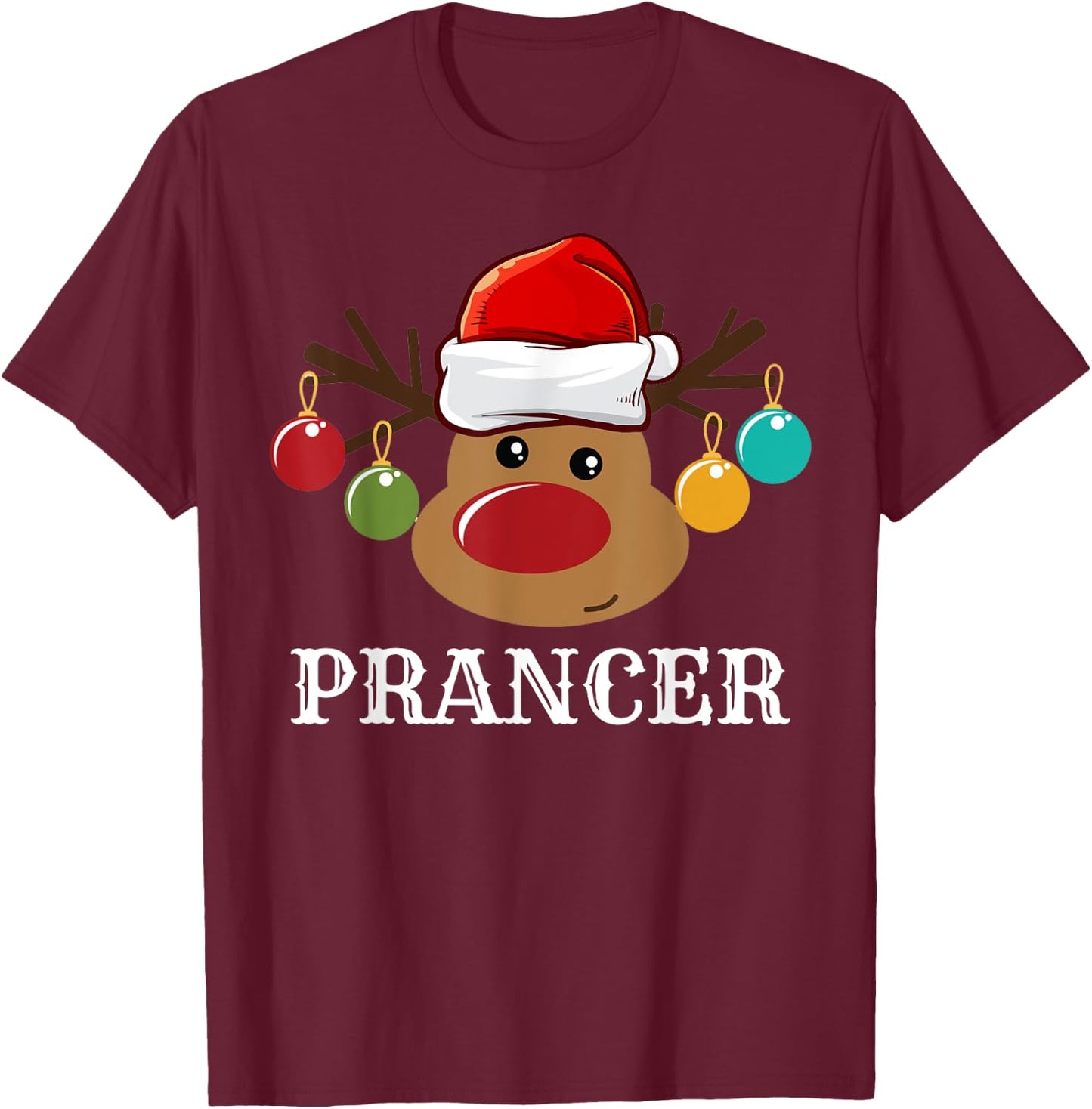 Santa Reindeer Prancer Xmas Group Costume T-Shirt - T-Shirt | Maroon