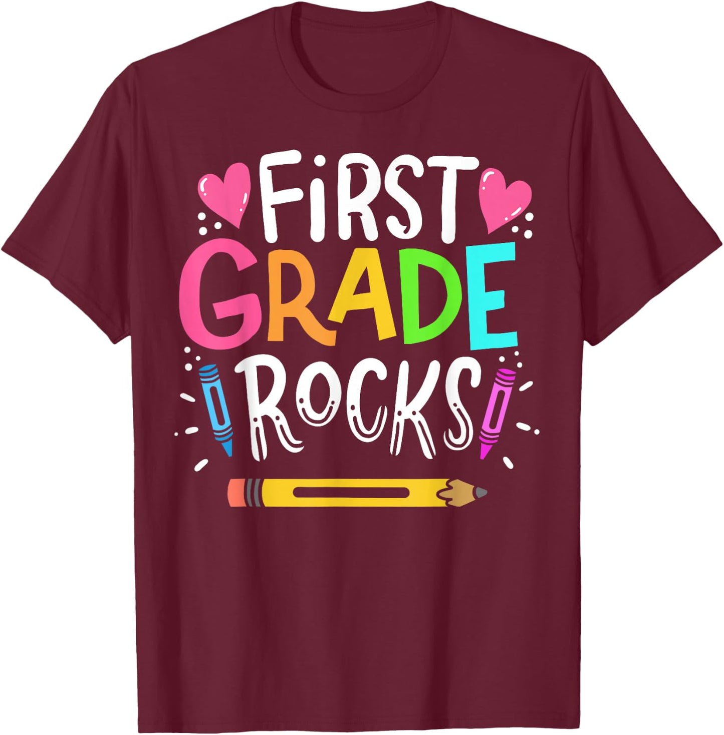 1st Grade Teacher T-Shirt - T-Shirt | Maroon