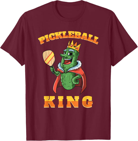Pickleball King | Funny Sports Pickles Men Women Kids Gifts T-Shirt - T-Shirt | Maroon