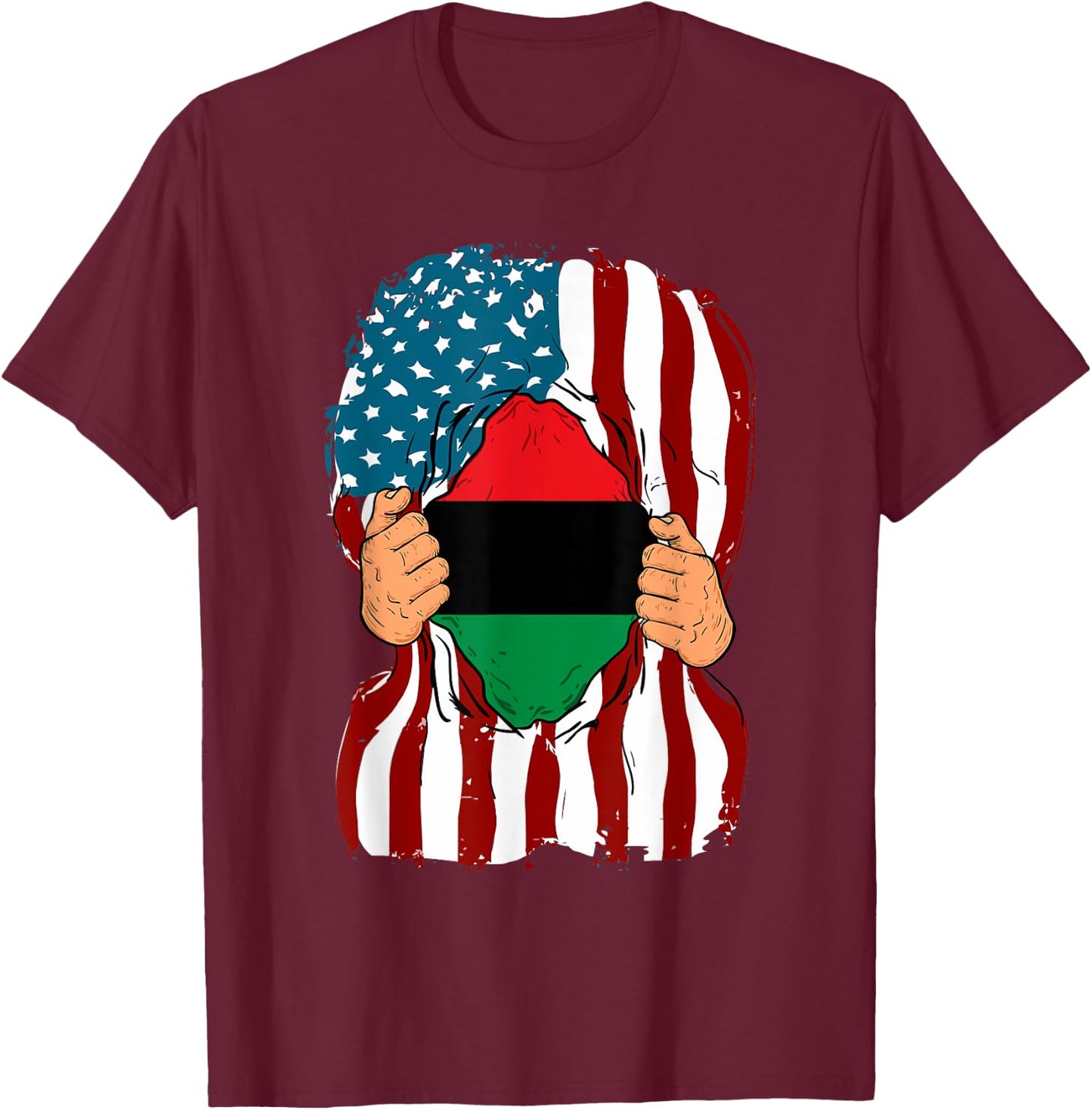 Pan African UNIA Flag Funny Loyal Afro Americans USA Gift T-Shirt - T-Shirt | Maroon