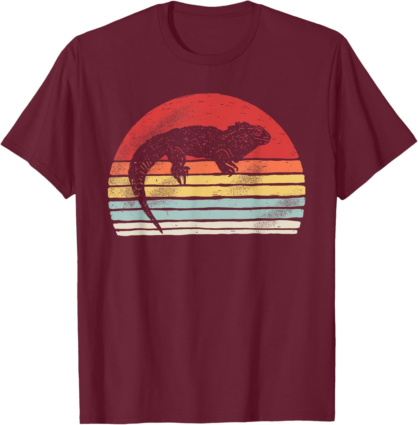 Vintage Retro Tuatara T-Shirt - T-Shirt | Maroon