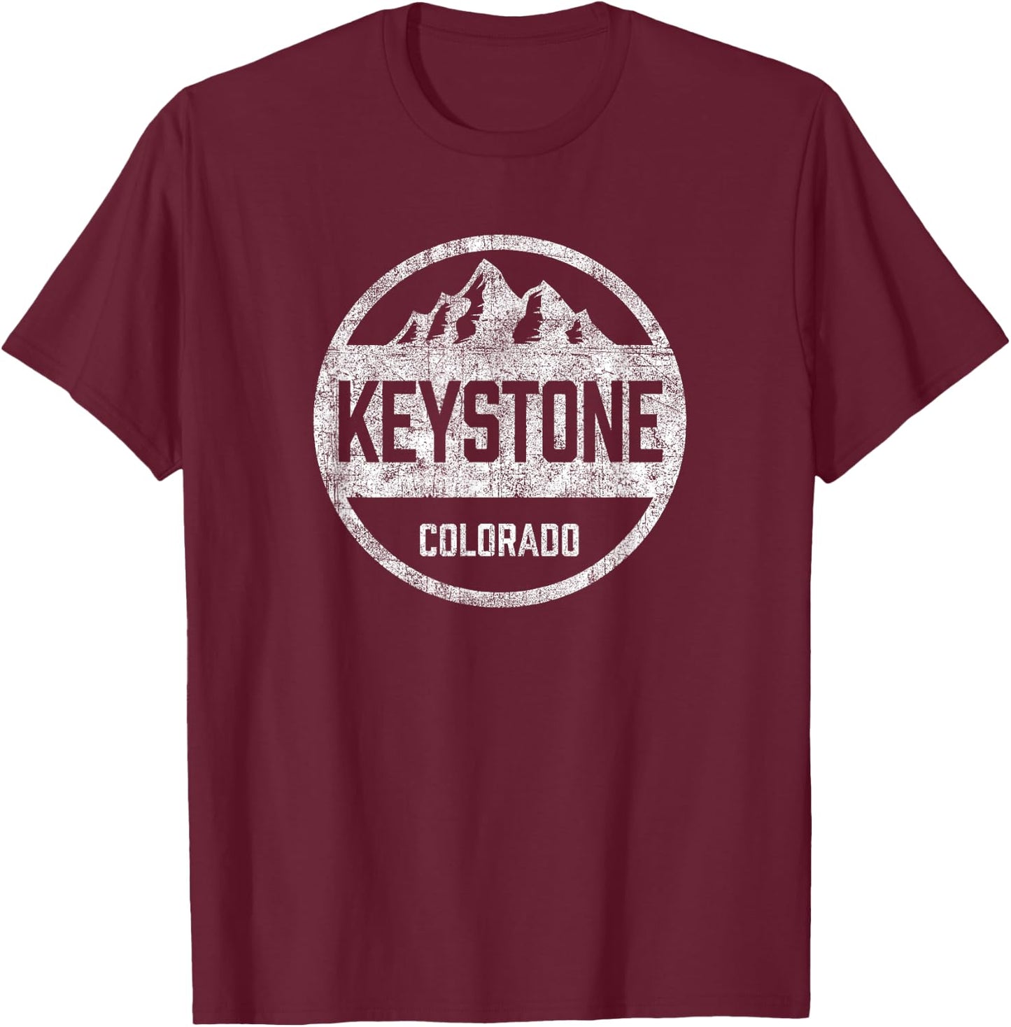 Retro Keystone Colorado Souvenir Mountain Vintage T-Shirt - T-Shirt | Maroon