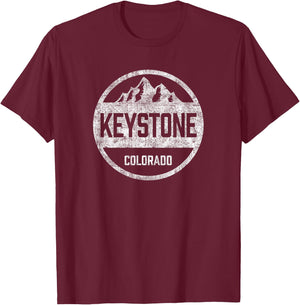 Retro Keystone Colorado Souvenir Mountain Vintage T-Shirt - T-Shirt | Maroon
