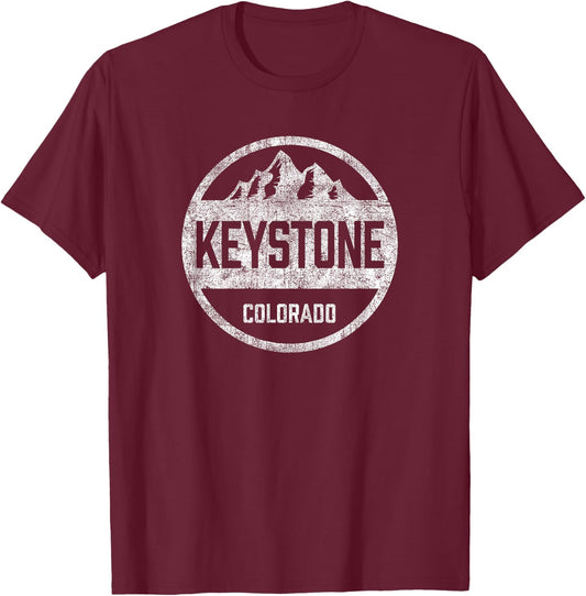 Retro Keystone Colorado Souvenir Mountain Vintage T-Shirt - T-Shirt | Maroon