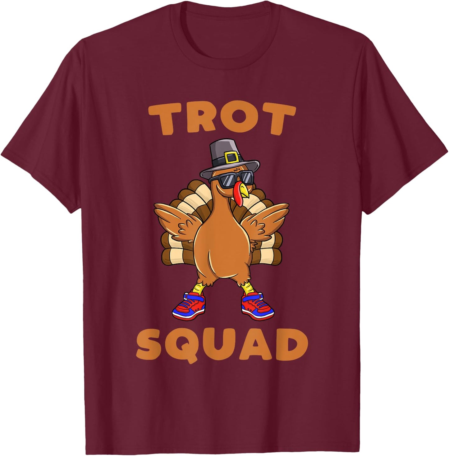 Turkey Trot Squad Funny Thanksgiving Day 5k Run Pilgrim Gift T-Shirt - T-Shirt | Maroon