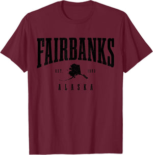 Fairbanks Est. 1903 Vintage Alaska State Map T-Shirt - T-Shirt | Maroon