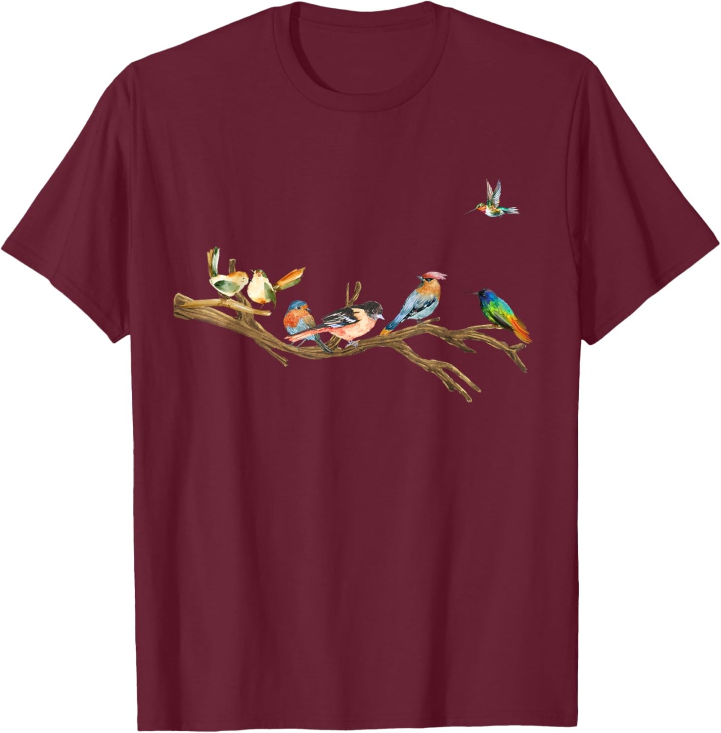 Natural Bird Watcher Bird Nerd Design T-Shirt - T-Shirt | Maroon
