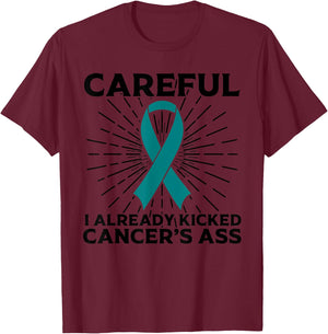 Funny Ovarian Cancer Awareness Gifts Survivors T-Shirt - T-Shirt | Maroon