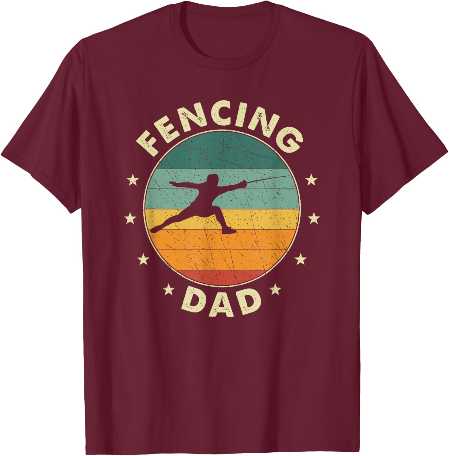 Fencing Dad Father Fencer T-Shirt - T-Shirt | Maroon