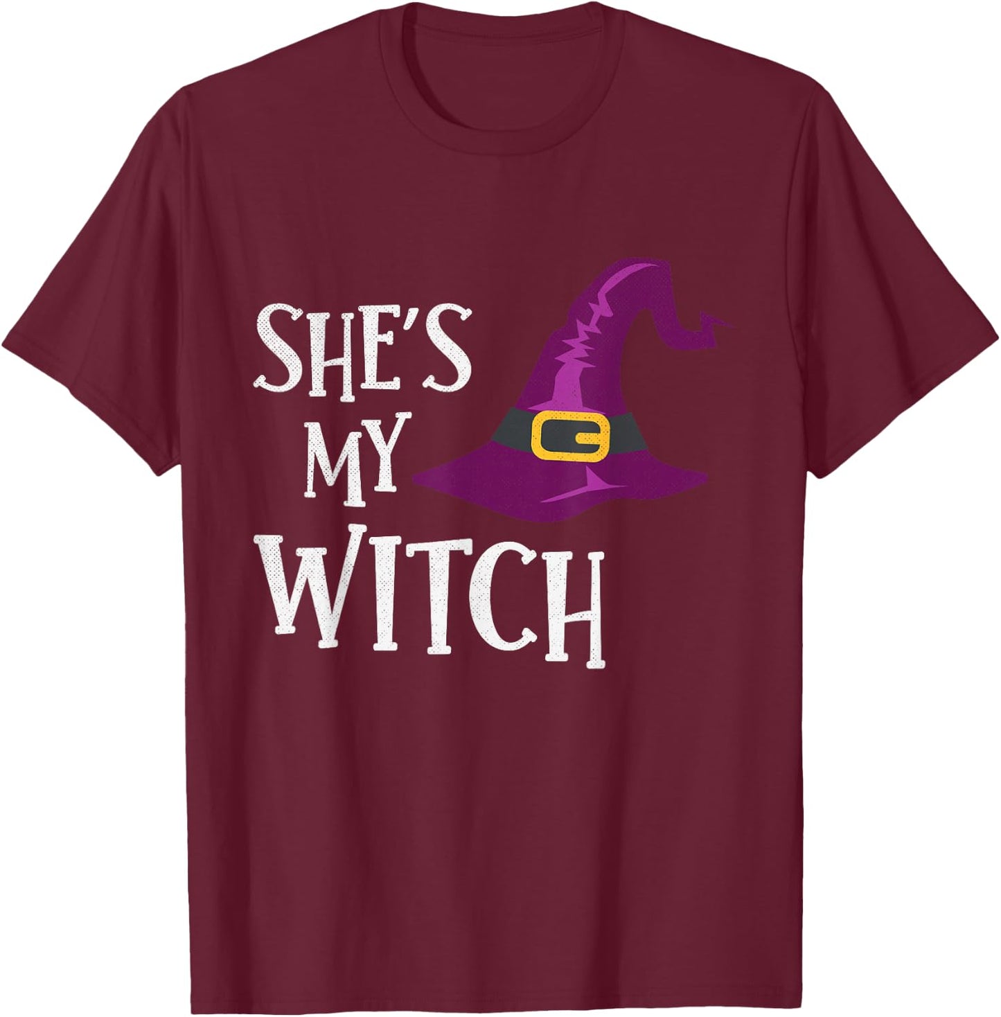 She's My Witch Funny Halloween Costume T-Shirt - T-Shirt | Maroon