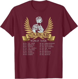 Funny Ancient Rome - Gaius Julius Caesar World Tour T-Shirt - T-Shirt | Maroon