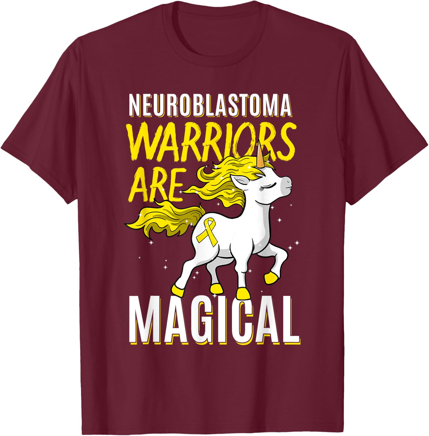 Neuroblastoma Warrior Nerve Tissue Unicorn Cancer Gift T-Shirt - T-Shirt | Maroon