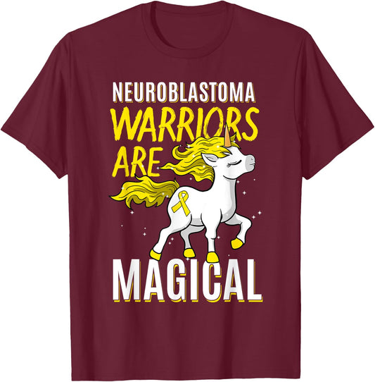 Neuroblastoma Warrior Nerve Tissue Unicorn Cancer Gift T-Shirt - T-Shirt | Maroon