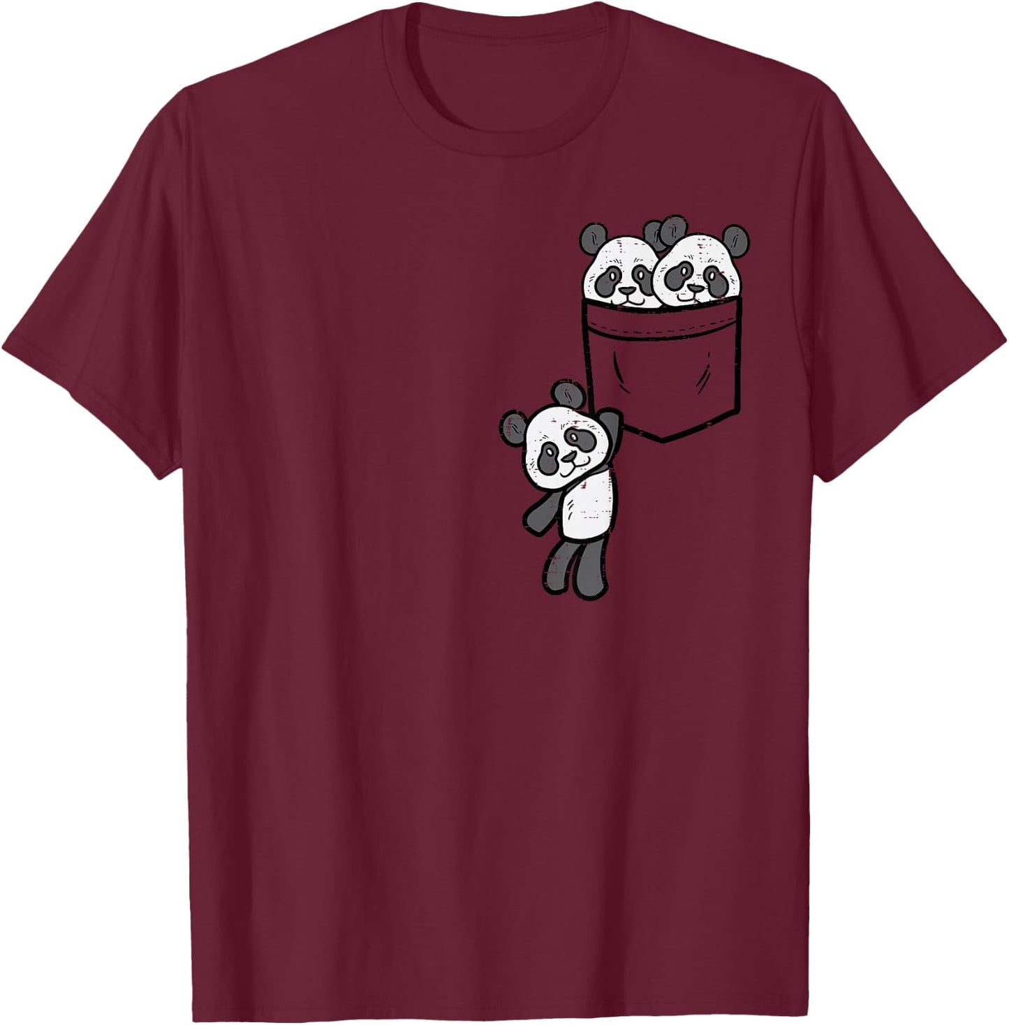 Pocket Pandas Cute Bear Animal Lover Men Women Kids Gift T-Shirt - T-Shirt | Maroon