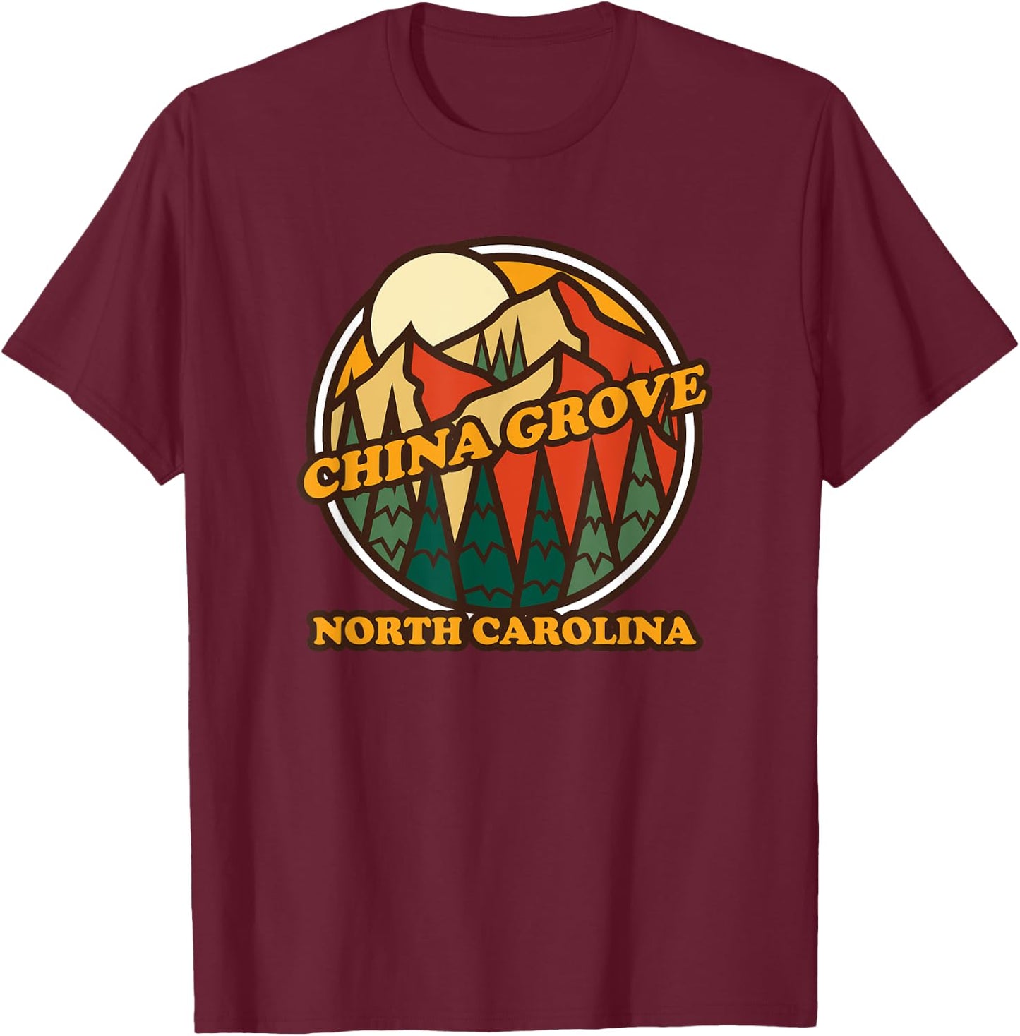 Vintage China Grove, North Carolina Mountain Hiking Souvenir T-Shirt - T-Shirt | Maroon