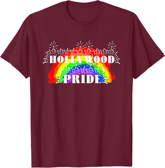 Hollywood Pride Rainbow for Gay Pride T-Shirt - T-Shirt | Maroon
