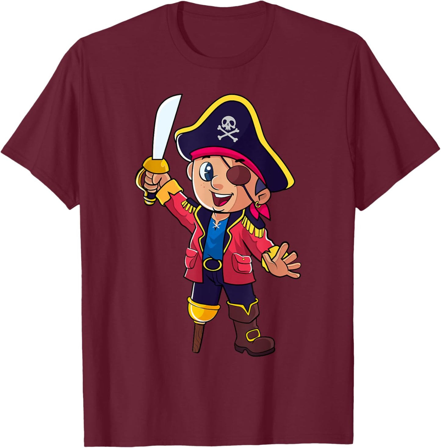 Pirate Captain Kids Boys Toddlers Birthday Themed Party T-Shirt - T-Shirt | Maroon