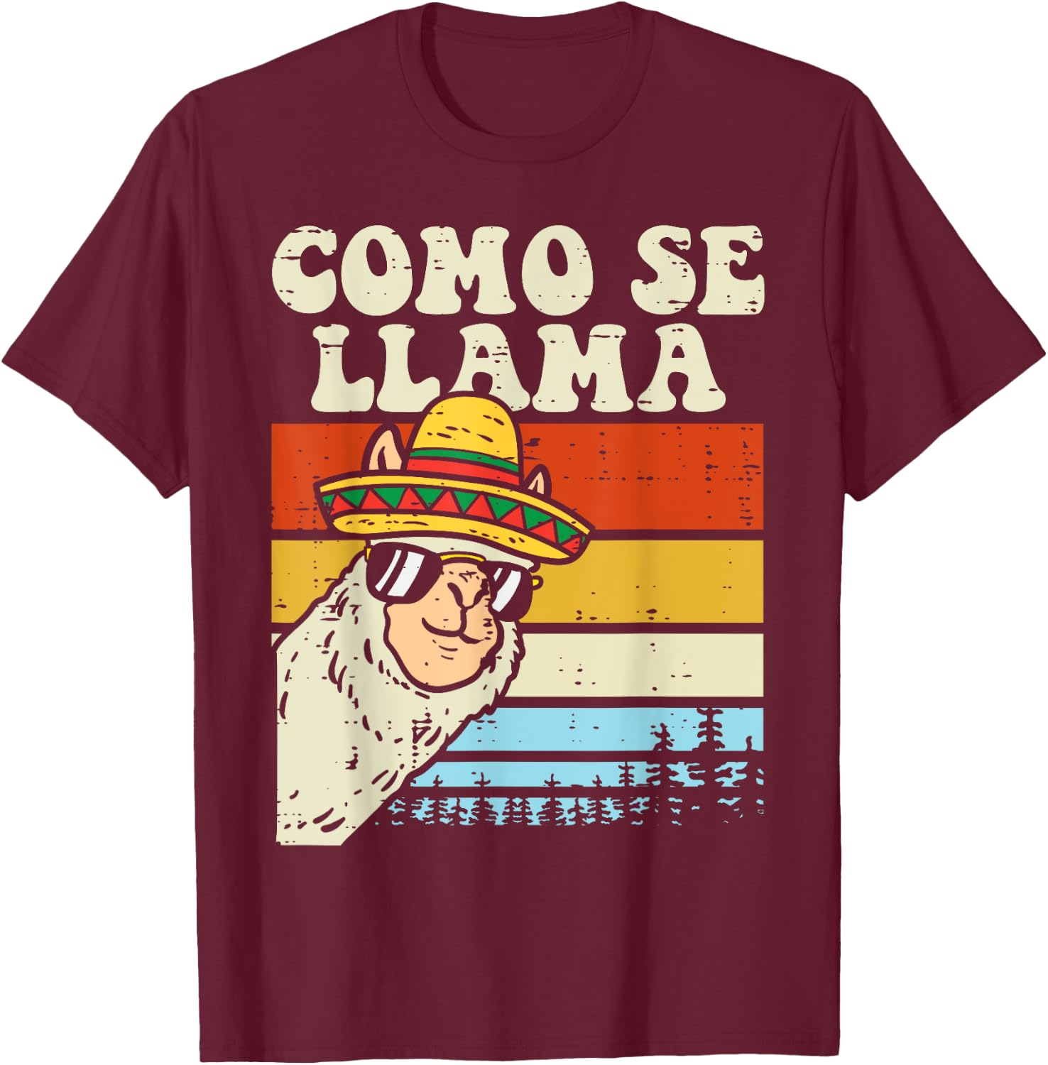 Como Se Llama Funny Cinco De Mayo Mexican Alpaca Animal T-Shirt - T-Shirt | Maroon