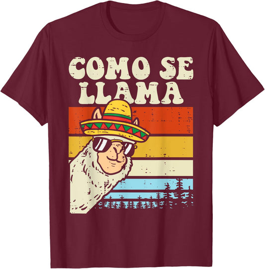 Como Se Llama Funny Cinco De Mayo Mexican Alpaca Animal T-Shirt - T-Shirt | Maroon