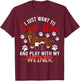 I Just Want To Drink Wine And Play With My Weiner Dog T-Shirt - T-Shirt | Maroon