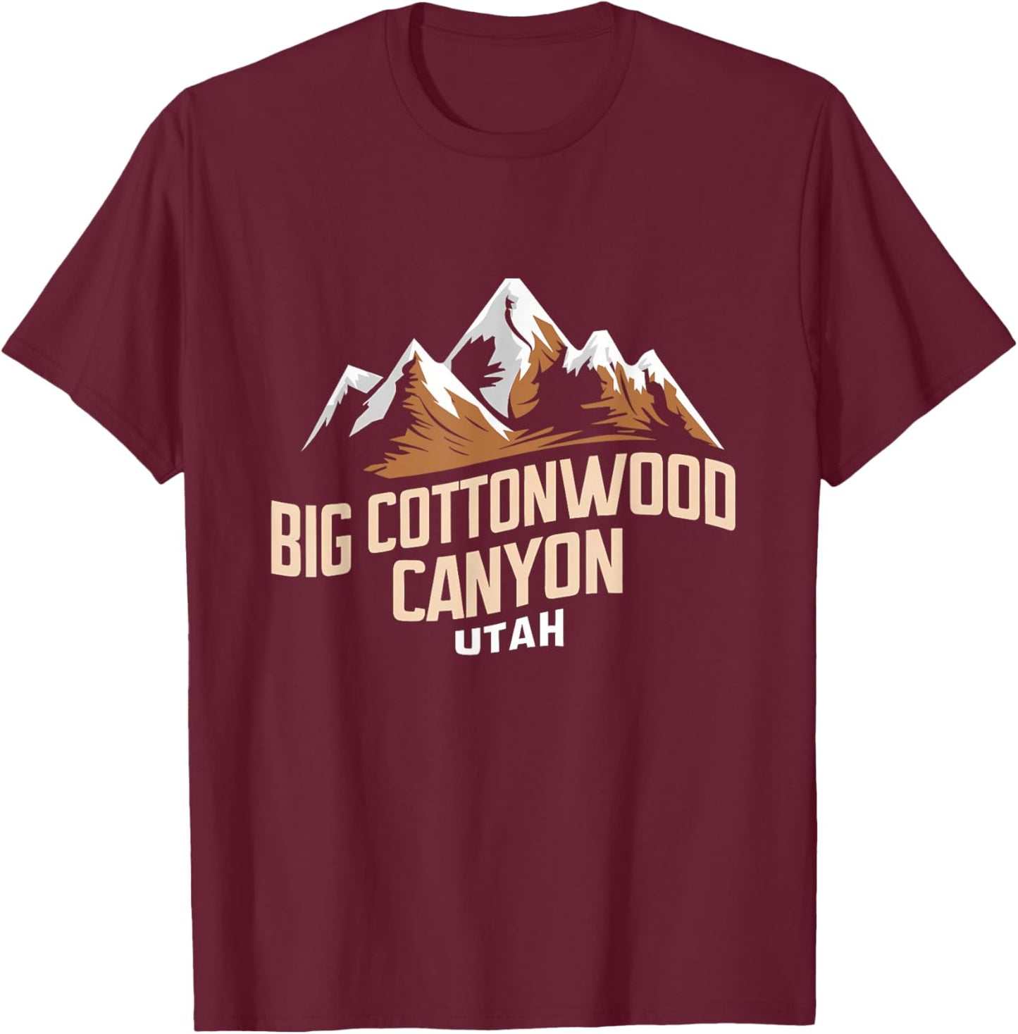 Big Cottonwood Canyon Utah Logo Brighton Wasatch Mountains T-Shirt - T-Shirt | Maroon