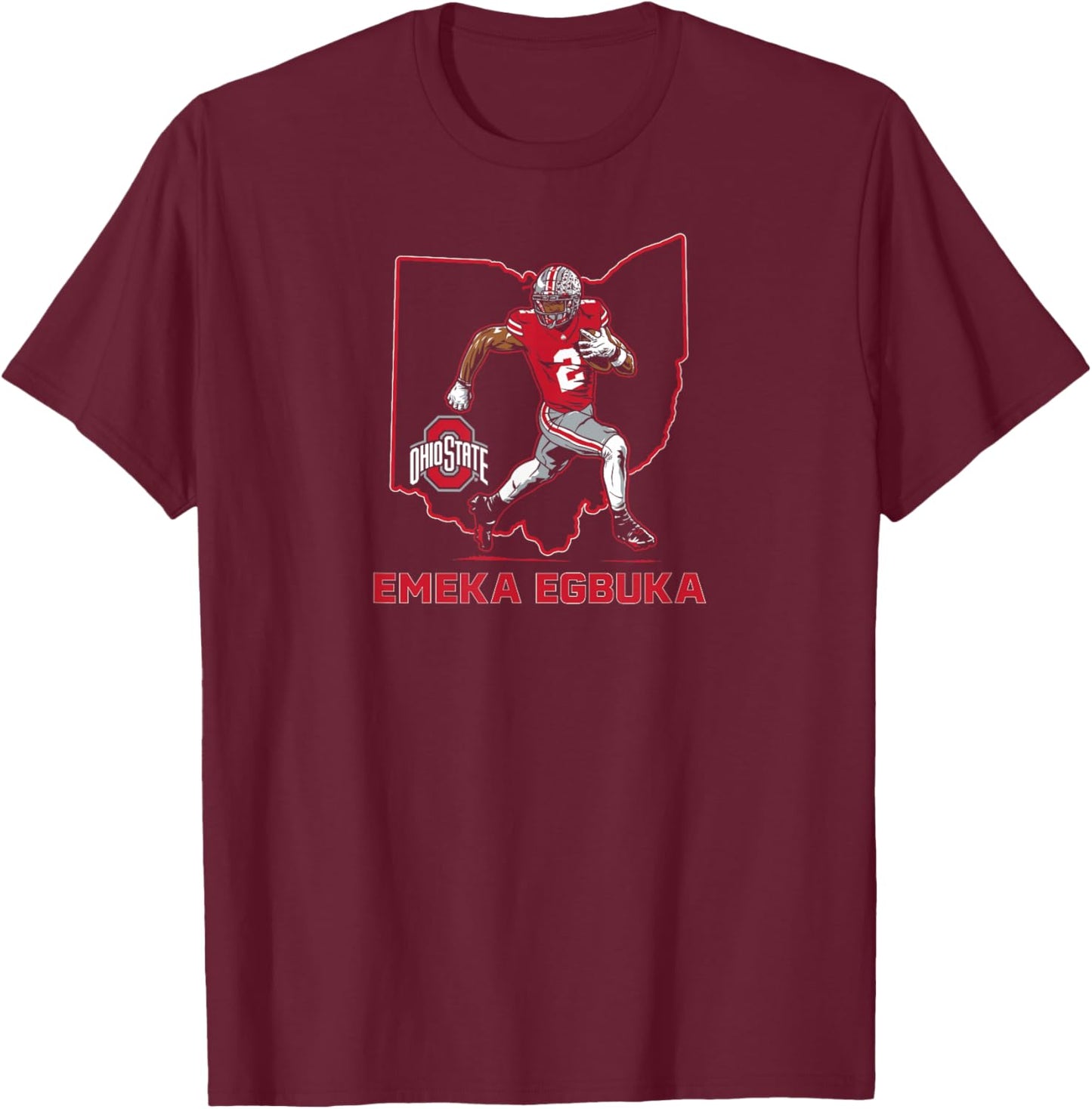 Ohio State Football: Emeka Egbuka State Star T-Shirt - T-Shirt | Maroon