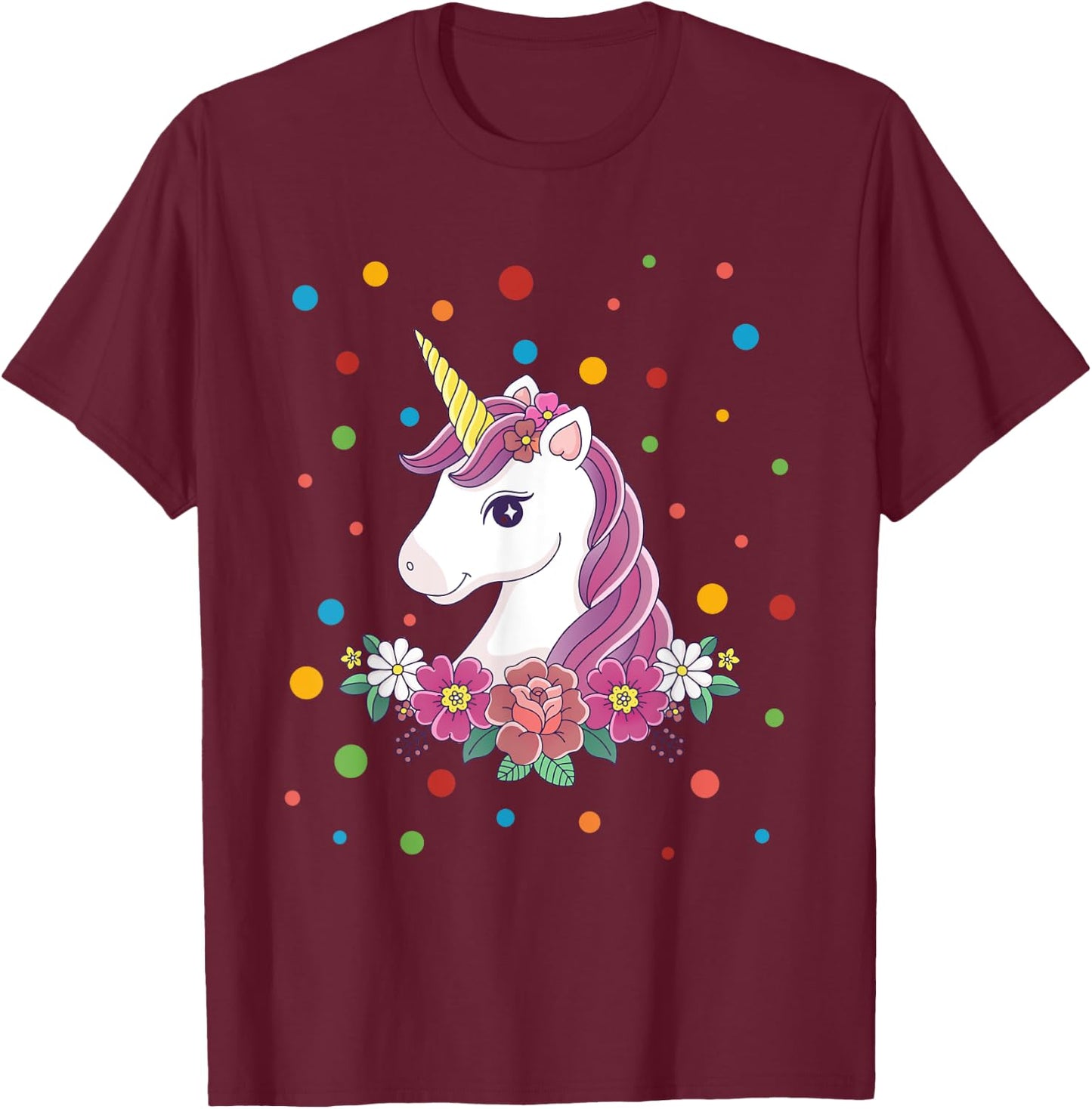 Dot Day Shirt Polka Dots Dotted Unicorn Kid Girls Youth T-Shirt - T-Shirt | Maroon