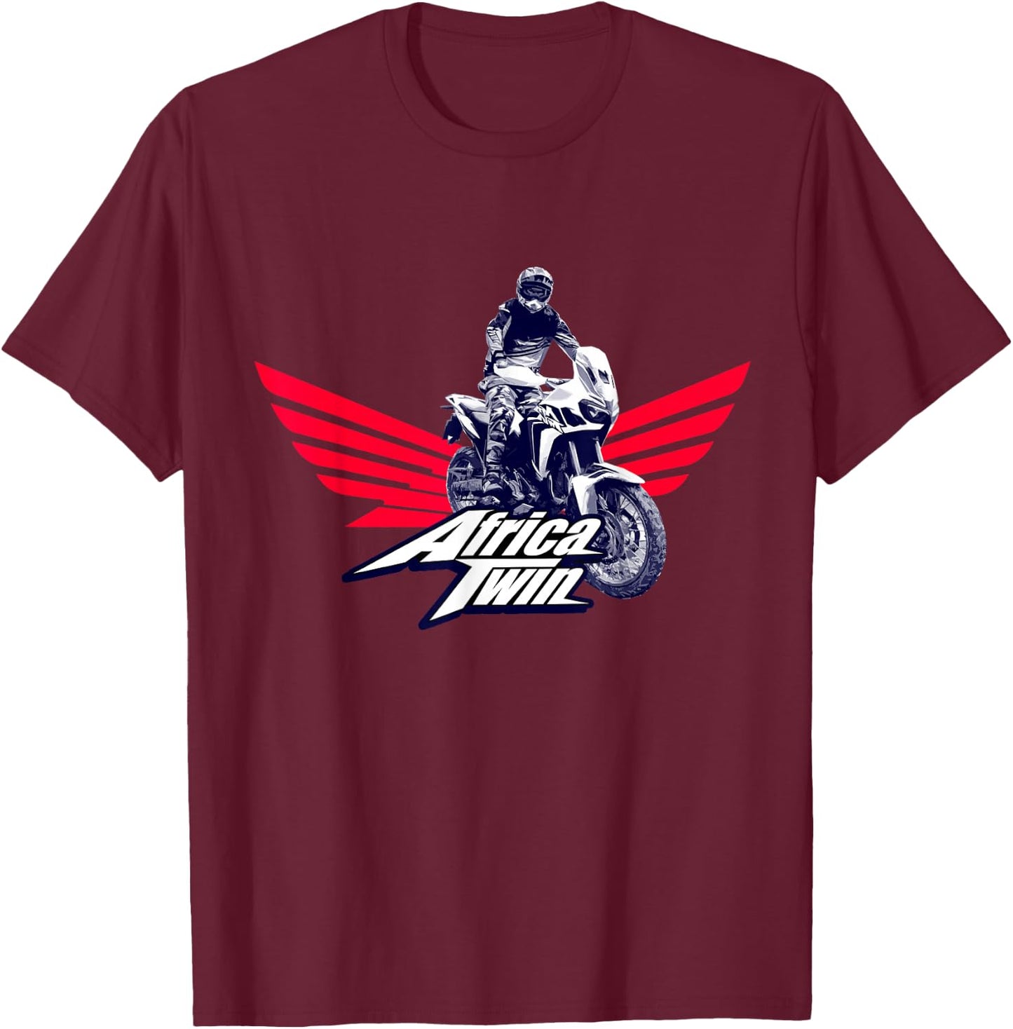 Africa Touring Twin Motorcycle Stripe Logo T-Shirt - T-Shirt | Maroon