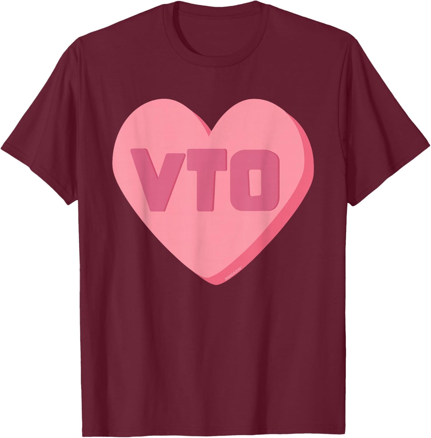 VTO Heart Valentines Day Candy Swagazon Associate Coworkers T-Shirt - T-Shirt | Maroon