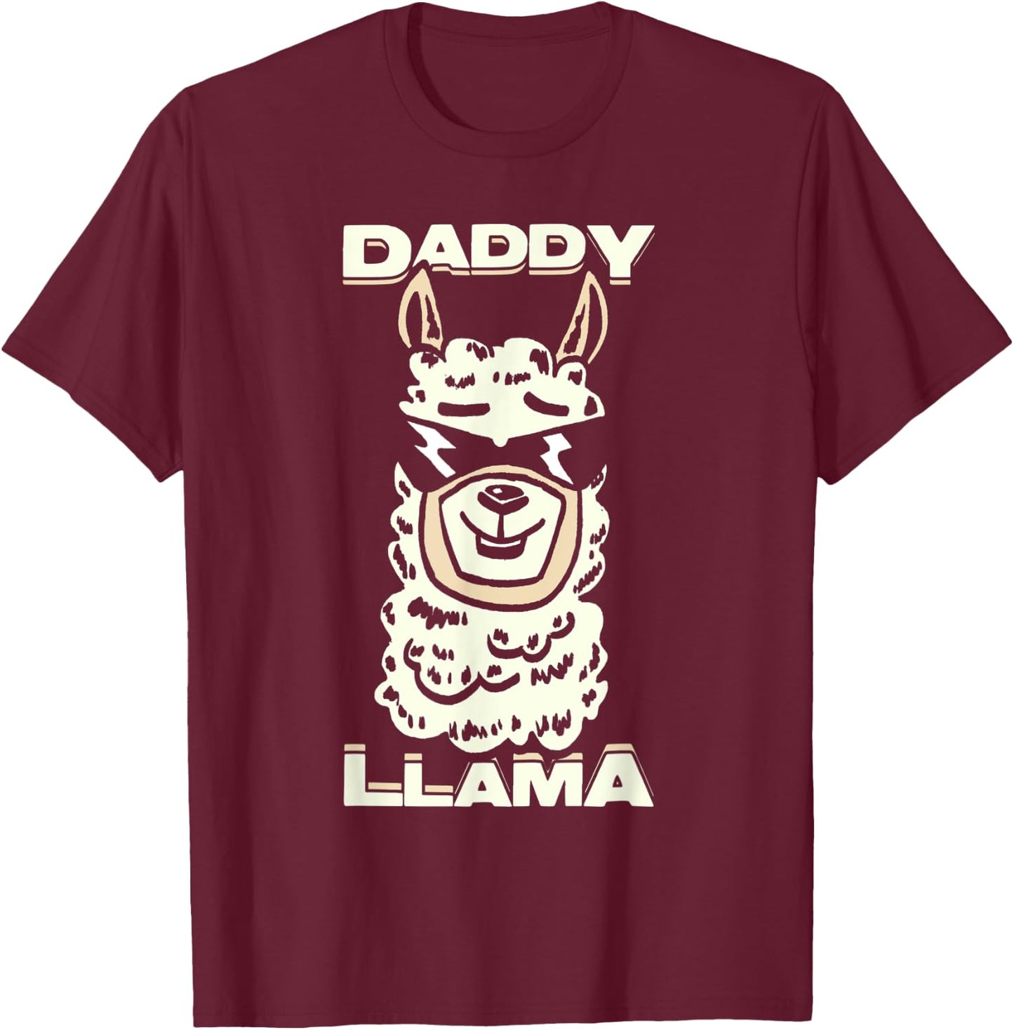 Daddy Llama Fathers Day T-Shirt - T-Shirt | Maroon