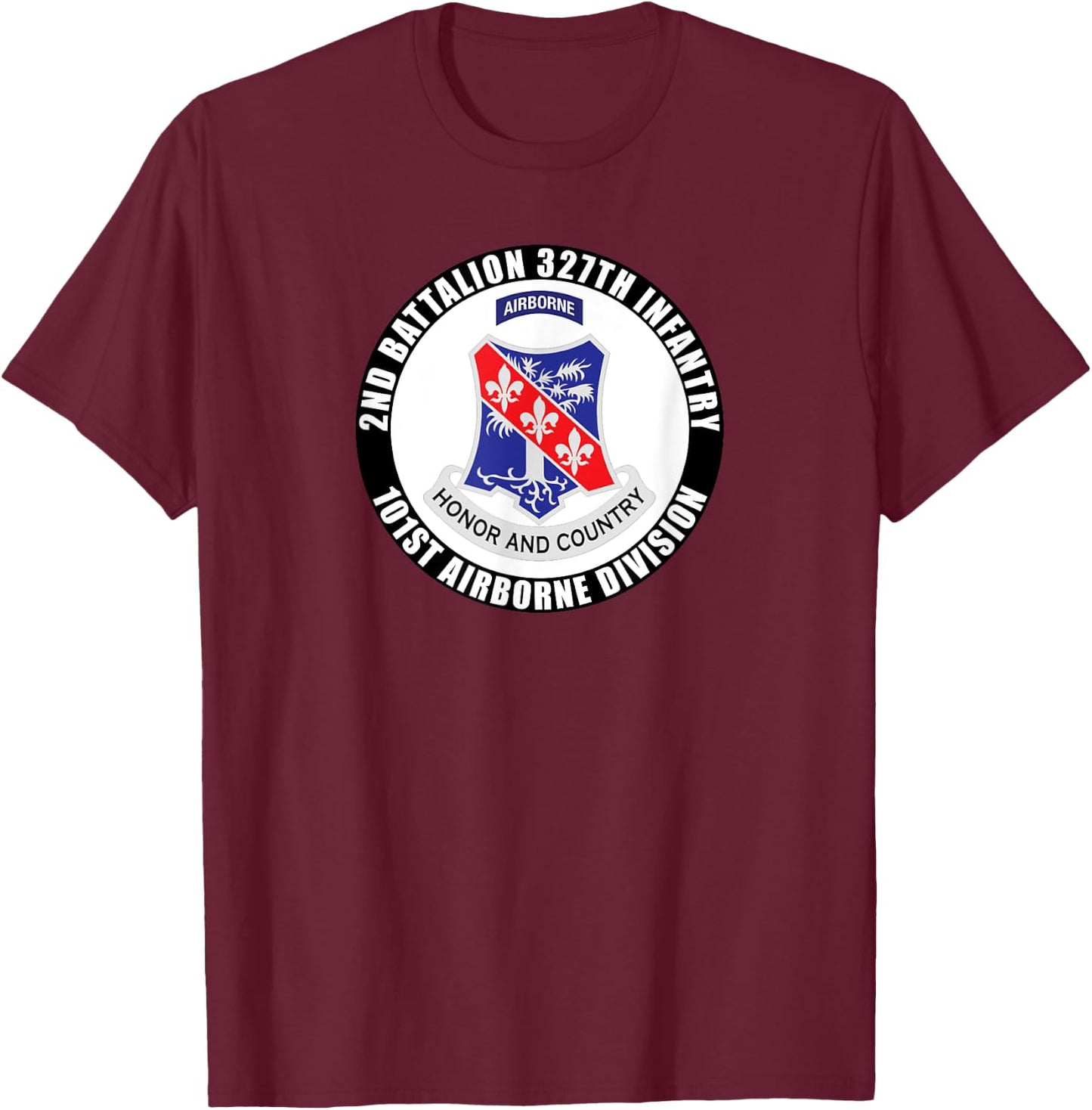 SoldierTees 2nd Battalion 327th Infantry, 101st Airborne Division Veteran - Black, Men's Size Small T-Shirt - T-Shirt | Maroon