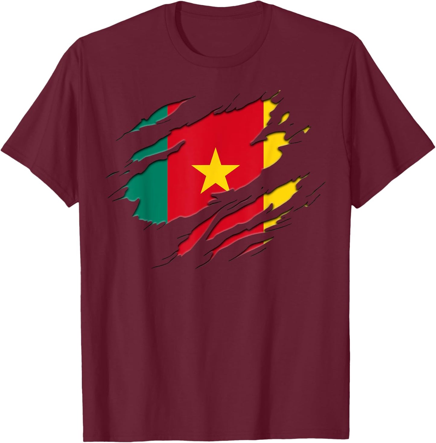 Cameroon Flag T-Shirt - T-Shirt | Maroon