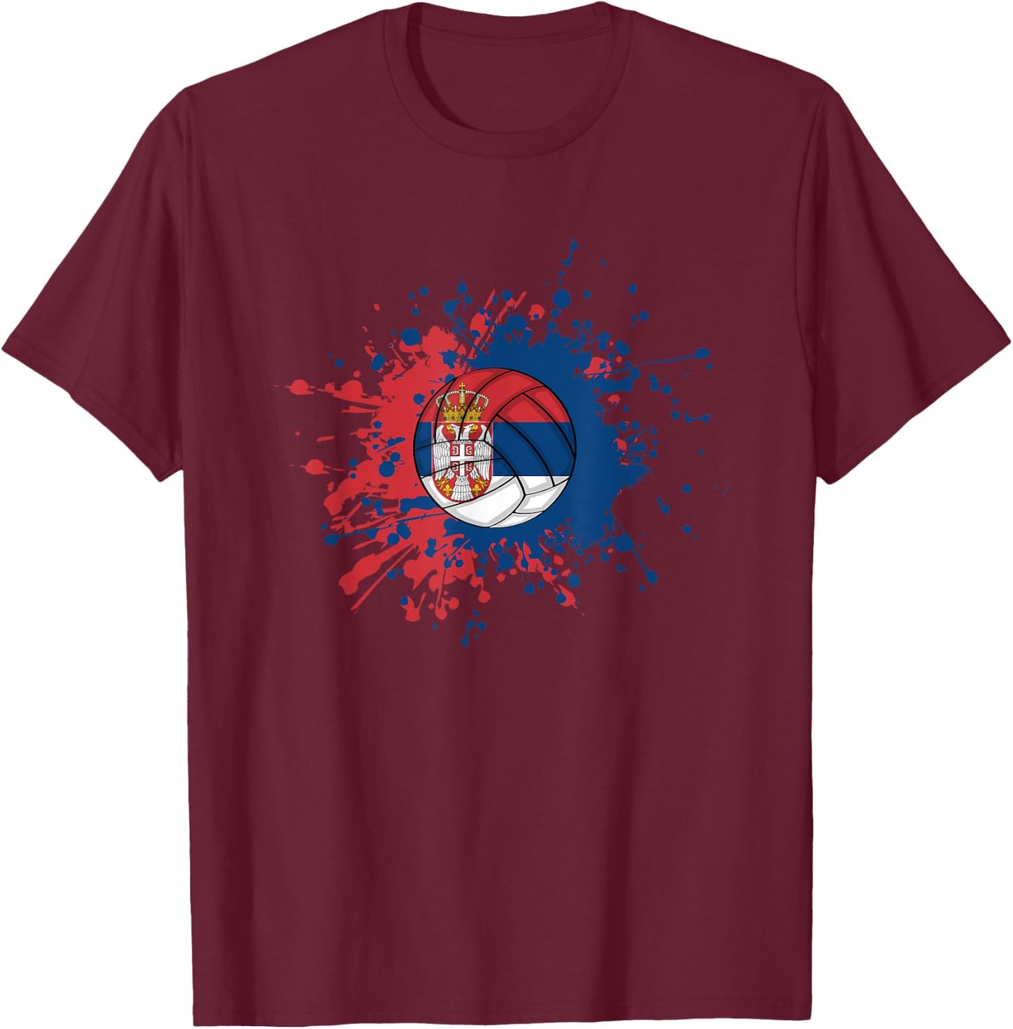 Serbian Volleyball With The Flag Of Serbia T-Shirt - T-Shirt | Maroon
