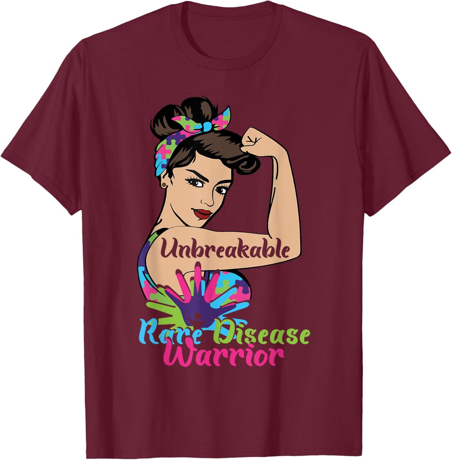Unbreakable Rare Disease Warrior rare disease awareness T-Shirt - T-Shirt | Maroon