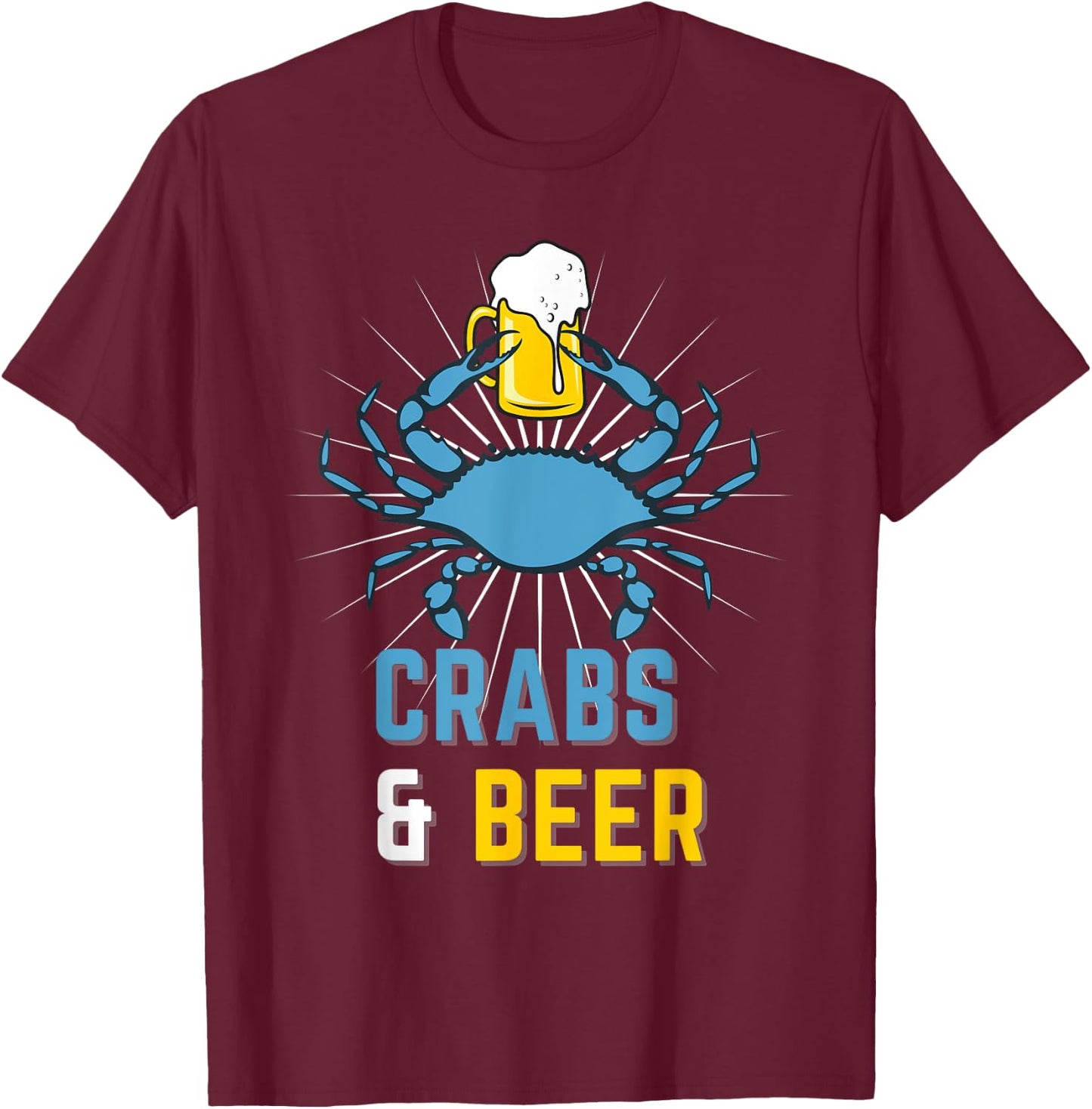Fun Blue Claw Crabs & Beer Love Crabbing & Fishing Seafood T-Shirt - T-Shirt | Maroon