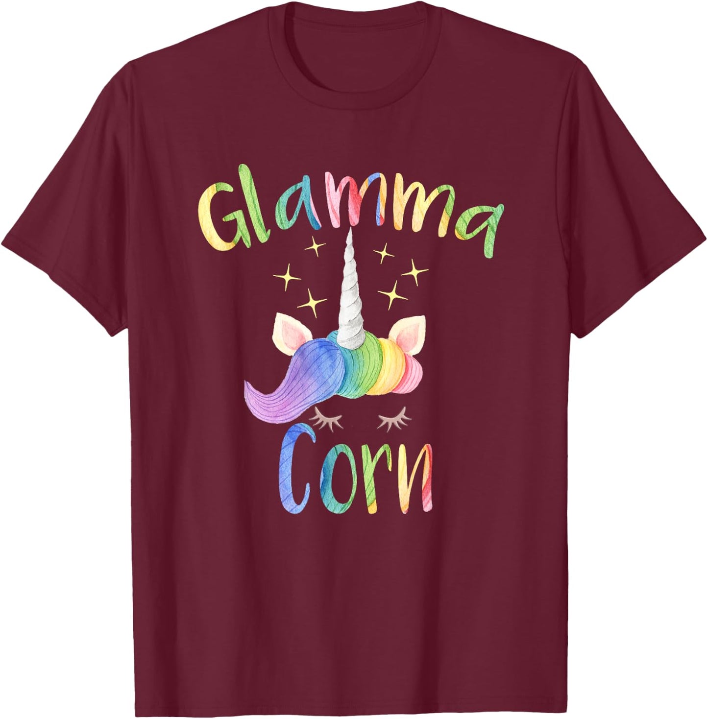 Glamma Corn Funny Unicorn Grandma T-Shirt - T-Shirt | Maroon