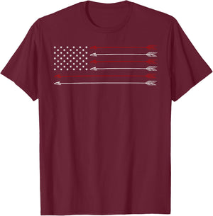 Bow Hunting Shirt Archery Archer USA Flag Men's Hunter Gift T-Shirt - T-Shirt | Maroon