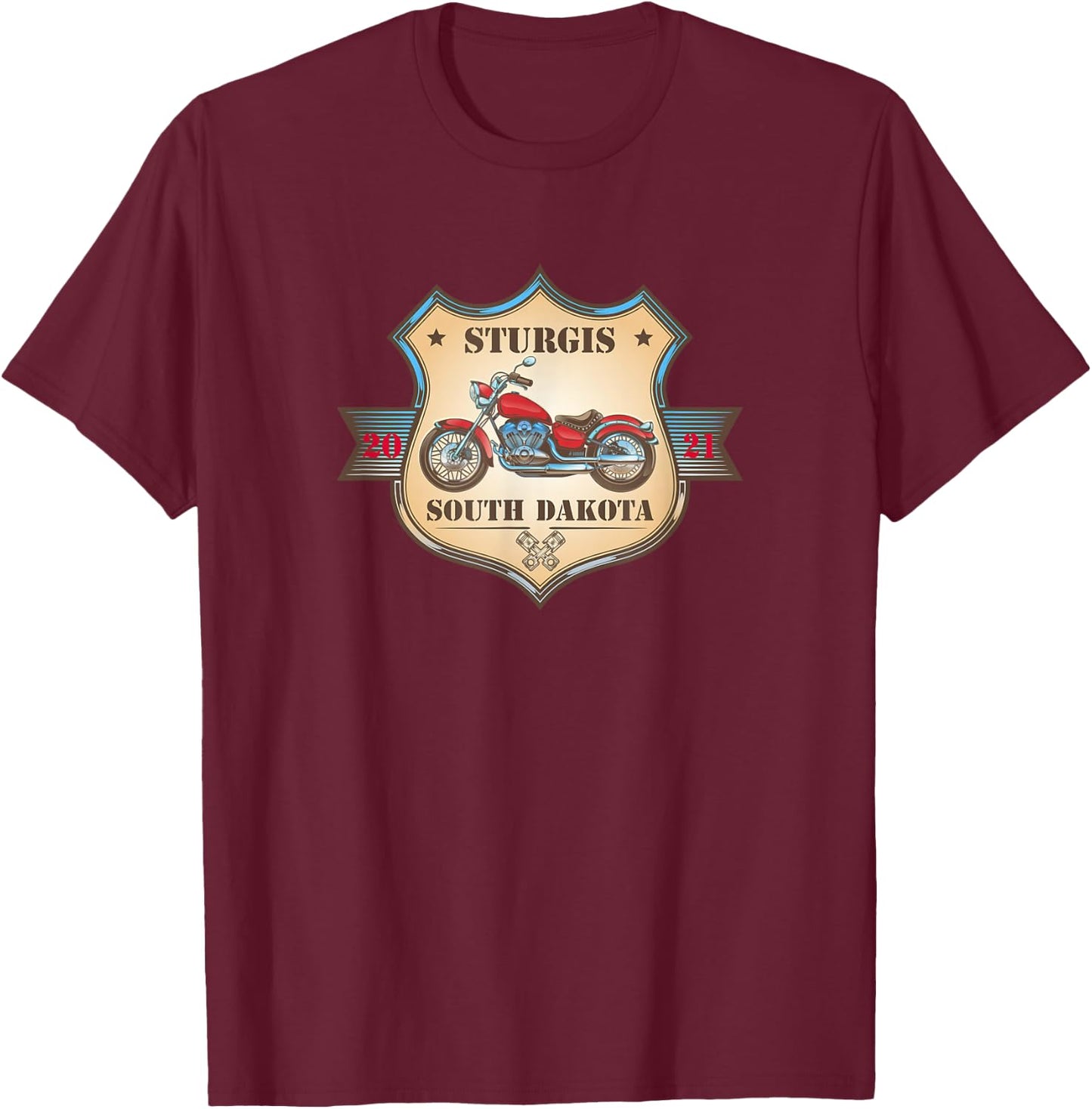 Bike Week Sturgis South Dakota Rally 2021 T-Shirt - T-Shirt | Maroon