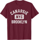 Canarsie Brooklyn NYC Gym Style Distressed White Print T-Shirt - T-Shirt | Maroon