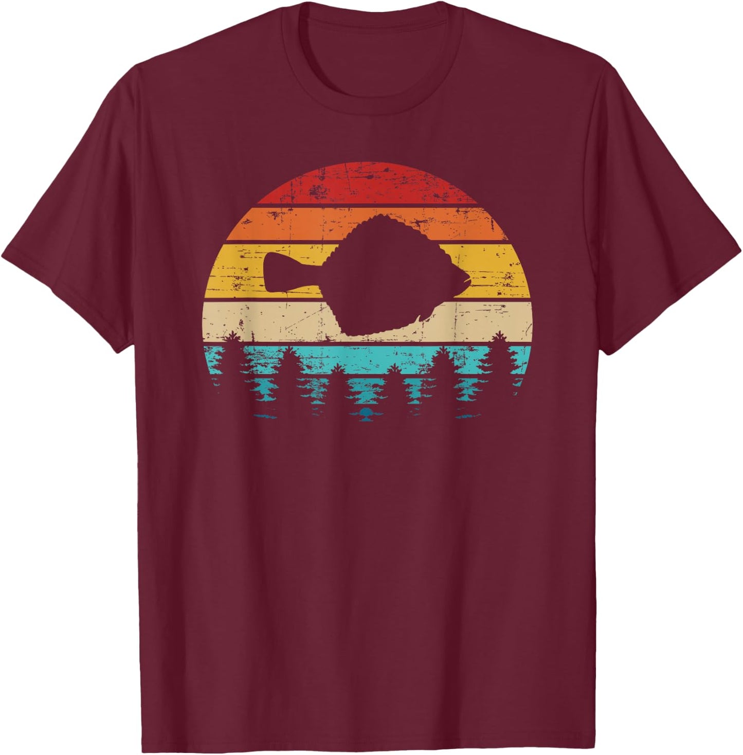 Flounder Fishing Vintage Retro T-Shirt - T-Shirt | Maroon