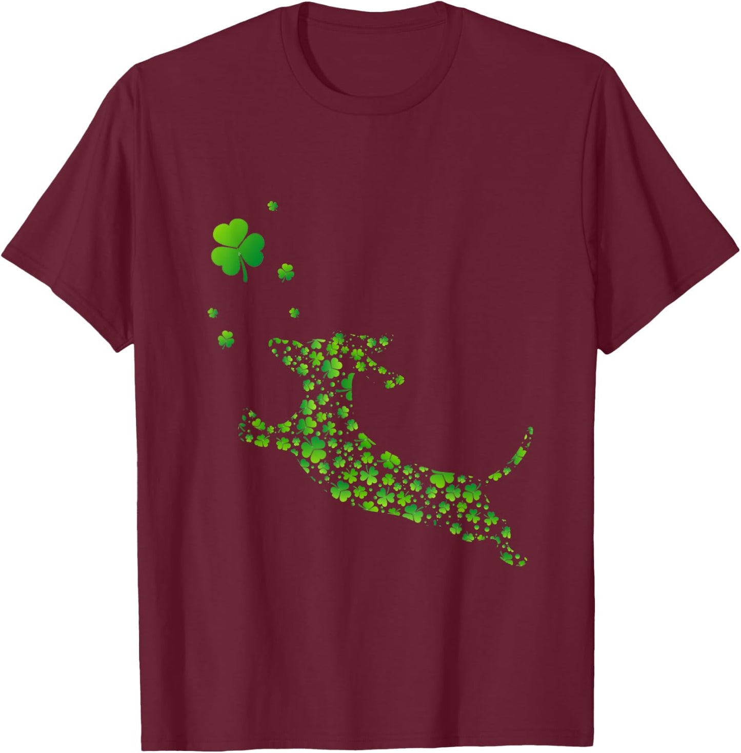 Cute Dachshund Dog With Irish Shamrock St Patricks Day Men Women Kids T-Shirt - T-Shirt | Maroon