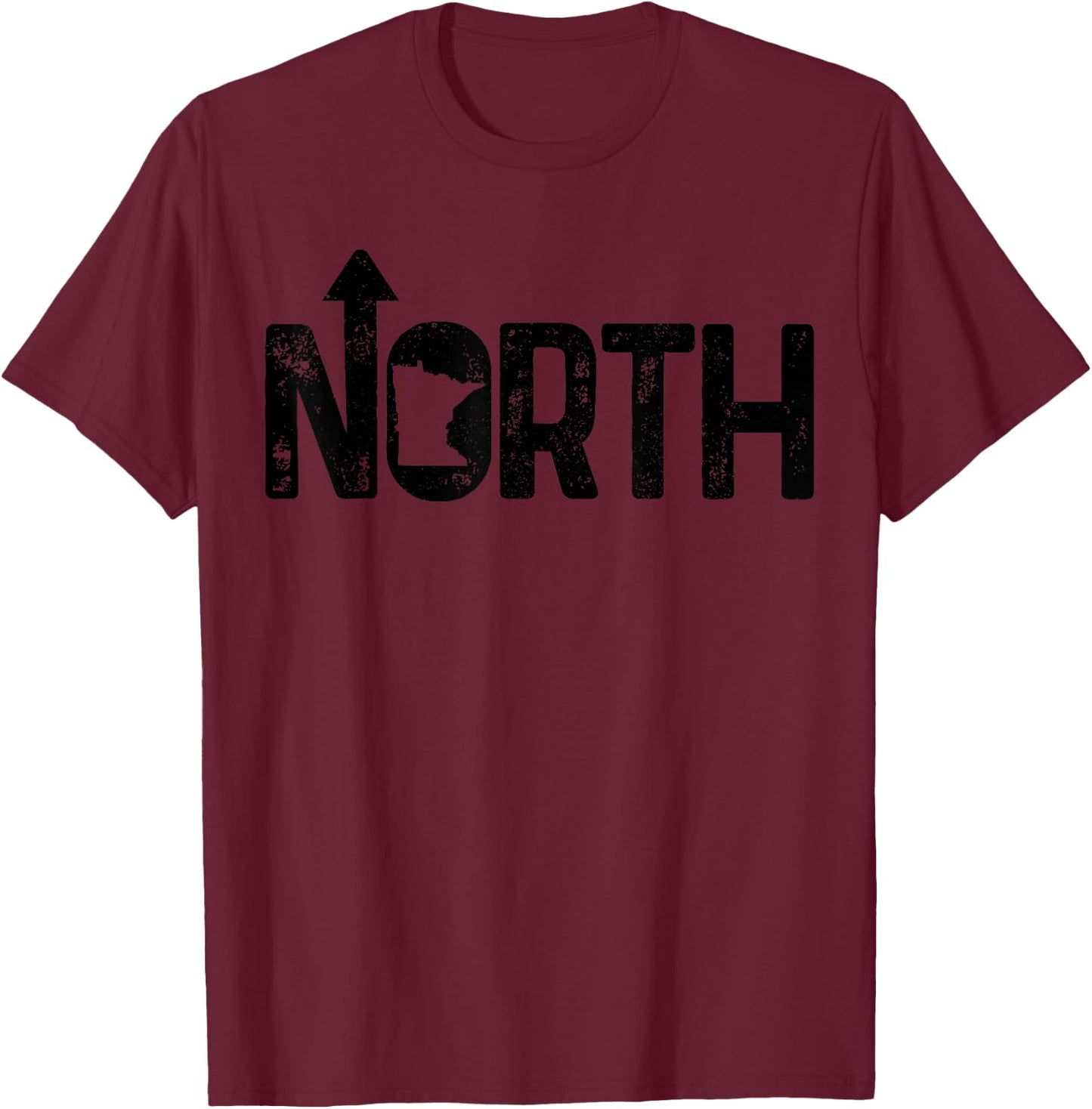 Minnesota Up North State Map Pride Gift T-Shirt - T-Shirt | Maroon