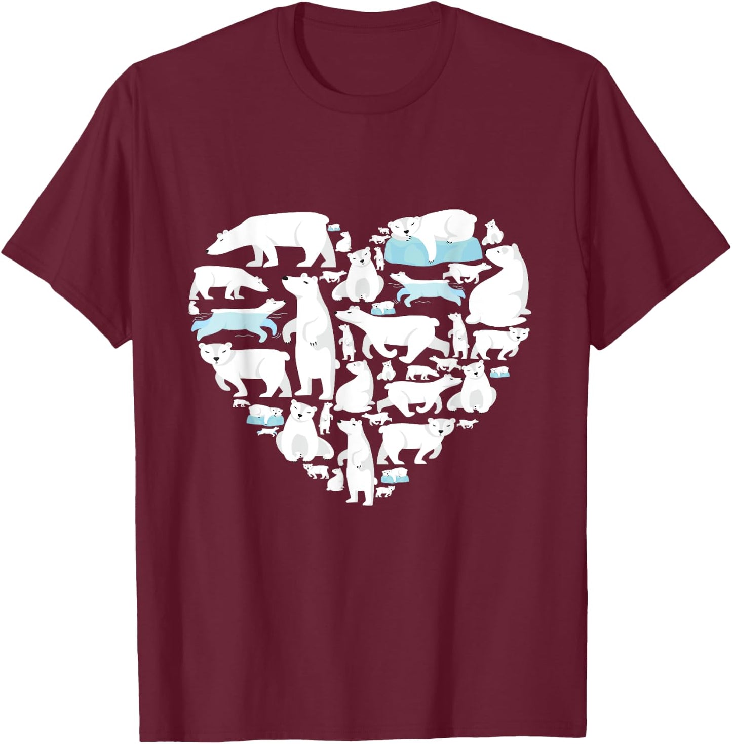 Polar Bear Lover polar bear heart valentine gift men women T-Shirt - T-Shirt | Maroon