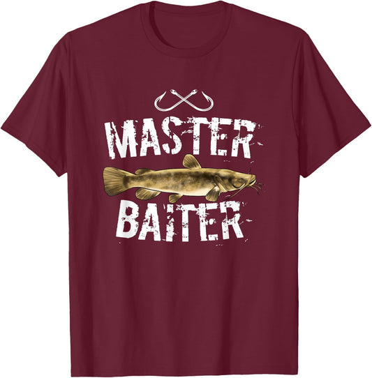 Master Baiter Funny Flathead Catfish Fishing Gifts T-Shirt - T-Shirt | Maroon